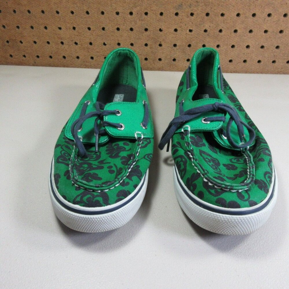 Sperry womens green an navy floral canvas boat shoes 9.5 M - Picture 2 of 6